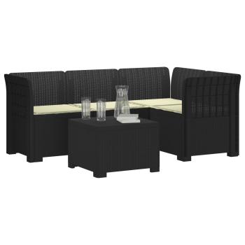 4-Sitzer Garten Sofa mit Kissen Rattan Look PP Anthrazit