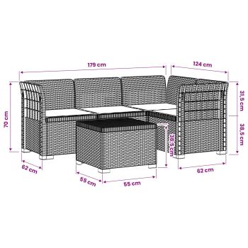 4-Sitzer Garten Sofa mit Kissen Rattan Look PP Anthrazit