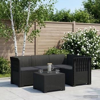 ARDEBO.de - 4-Sitzer Garten Sofa mit Kissen Rattan Look PP Anthrazit