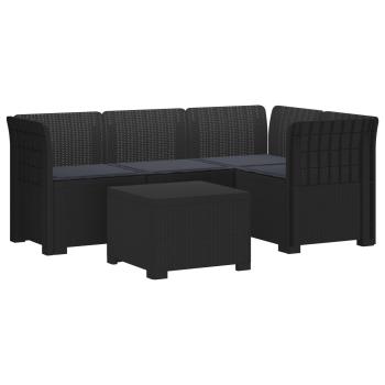 4-Sitzer Garten Sofa mit Kissen Rattan Look PP Anthrazit
