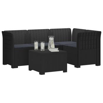 4-Sitzer Garten Sofa mit Kissen Rattan Look PP Anthrazit