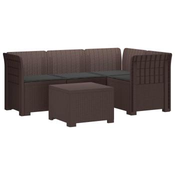 4-Sitzer Garten Sofa mit Kissen Rattan Look PP Braun