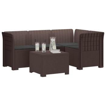 4-Sitzer Garten Sofa mit Kissen Rattan Look PP Braun
