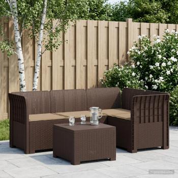 ARDEBO.de - 4-Sitzer Garten Sofa mit Kissen Rattan Look PP Braun