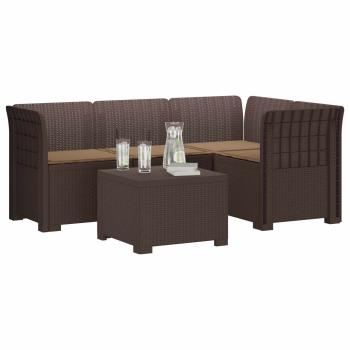 4-Sitzer Garten Sofa mit Kissen Rattan Look PP Braun