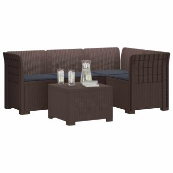 4-Sitzer Garten Sofa mit Kissen Rattan Look PP Braun