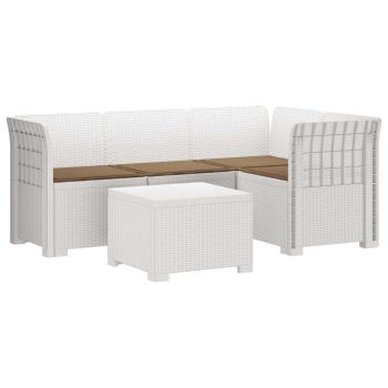 4-Sitzer Garten Sofa mit Kissen Rattan Look PP Weiß