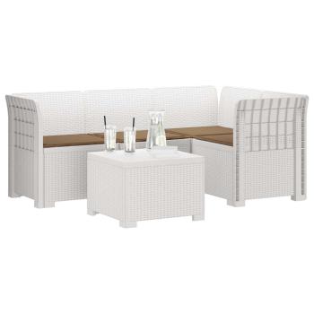 4-Sitzer Garten Sofa mit Kissen Rattan Look PP Weiß