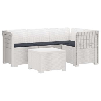 4-Sitzer Garten Sofa mit Kissen Rattan Look PP Weiß