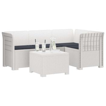 4-Sitzer Garten Sofa mit Kissen Rattan Look PP Weiß