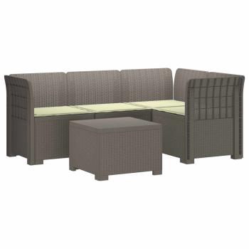 4-Sitzer Garten Sofa mit Kissen Rattan Look PP Hellgrau