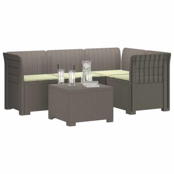4-Sitzer Garten Sofa mit Kissen Rattan Look PP Hellgrau