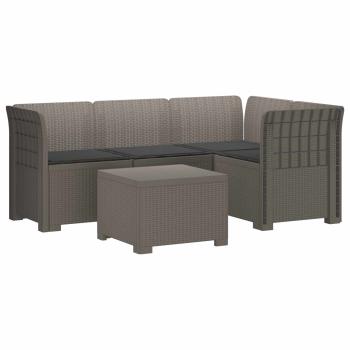 4-Sitzer Garten Sofa mit Kissen Rattan Look PP Hellgrau