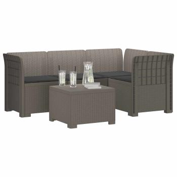 4-Sitzer Garten Sofa mit Kissen Rattan Look PP Hellgrau