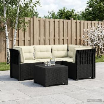ARDEBO.de - 4-Sitzer Garten Sofa mit Kissen Rattan Look PP Anthrazit