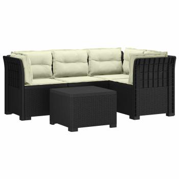 4-Sitzer Garten Sofa mit Kissen Rattan Look PP Anthrazit