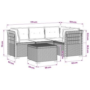 4-Sitzer Garten Sofa mit Kissen Rattan Look PP Anthrazit