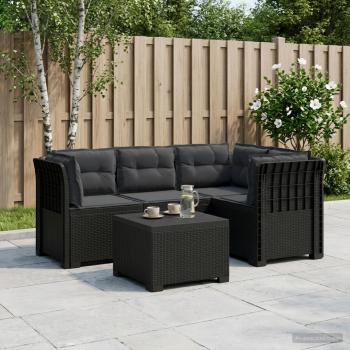 ARDEBO.de - 4-Sitzer Garten Sofa mit Kissen Rattan Look PP Anthrazit