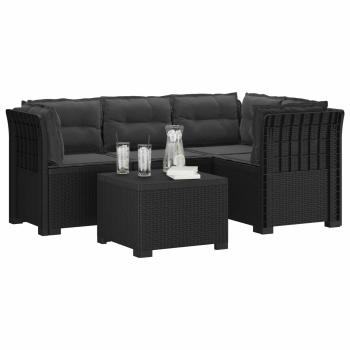 4-Sitzer Garten Sofa mit Kissen Rattan Look PP Anthrazit