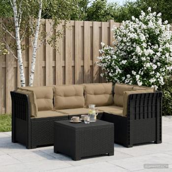 ARDEBO.de - 4-Sitzer Garten Sofa mit Kissen Rattan Look PP Anthrazit