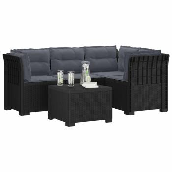 4-Sitzer Garten Sofa mit Kissen Rattan Look PP Anthrazit