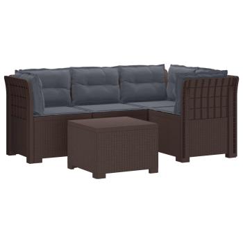 4-Sitzer Garten Sofa mit Kissen Rattan Look PP Braun