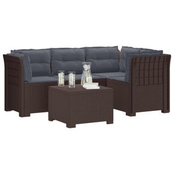 4-Sitzer Garten Sofa mit Kissen Rattan Look PP Braun