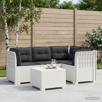 ARDEBO.de - 4-Sitzer Garten Sofa mit Kissen Rattan Look PP Weiß