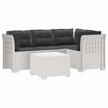 4-Sitzer Garten Sofa mit Kissen Rattan Look PP Weiß