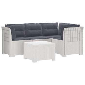 4-Sitzer Garten Sofa mit Kissen Rattan Look PP Weiß