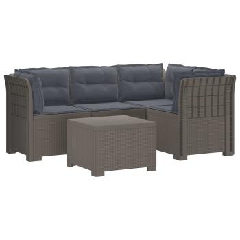 4-Sitzer Garten Sofa mit Kissen Rattan Look PP Hellgrau