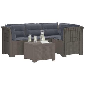 4-Sitzer Garten Sofa mit Kissen Rattan Look PP Hellgrau