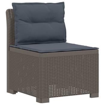 4-Sitzer Garten Sofa mit Kissen Rattan Look PP Hellgrau