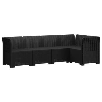 5-Sitzer Gartensofa Rattan-Look PP Anthrazit