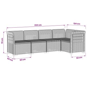 5-Sitzer Gartensofa Rattan-Look PP Anthrazit
