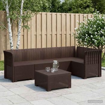 ARDEBO.de - 5-Sitzer Gartensofa Rattan-Look PP Braun