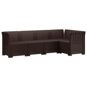 5-Sitzer Gartensofa Rattan-Look PP Braun