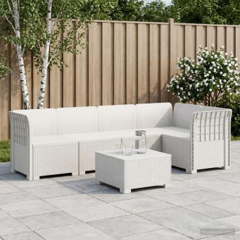 ARDEBO.de - 5-Sitzer Gartensofa Rattan-Look PP Weiß