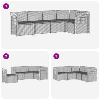 5-Sitzer Gartensofa Rattan-Look PP Weiß