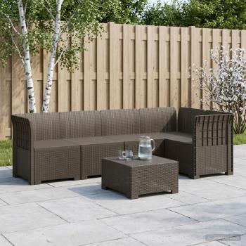 ARDEBO.de - 5-Sitzer Gartensofa Rattan-Look PP Hellgrau