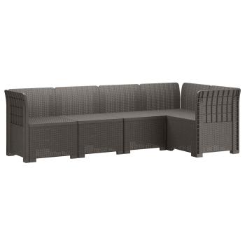 5-Sitzer Gartensofa Rattan-Look PP Hellgrau