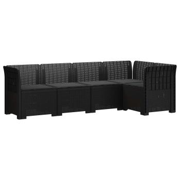 5-Sitzer Gartensofa mit Kissen Rattan-Look PP Anthrazit