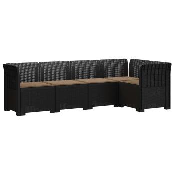 5-Sitzer Gartensofa mit Kissen Rattan-Look PP Anthrazit