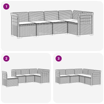 5-Sitzer Gartensofa mit Kissen Rattan-Look PP Anthrazit
