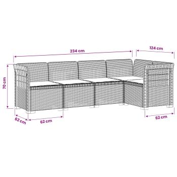 5-Sitzer Gartensofa mit Kissen Rattan-Look PP Anthrazit