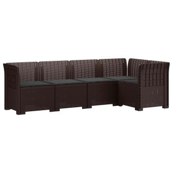 5-Sitzer Gartensofa mit Kissen Rattan-Look PP Braun