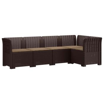 5-Sitzer Gartensofa mit Kissen Rattan-Look PP Braun