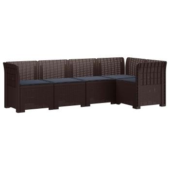 5-Sitzer Gartensofa mit Kissen Rattan-Look PP Braun