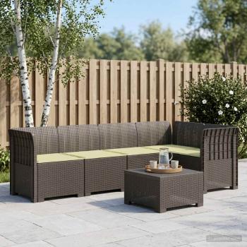 ARDEBO.de - 5-Sitzer Gartensofa mit Kissen Rattan-Look PP Hellgrau