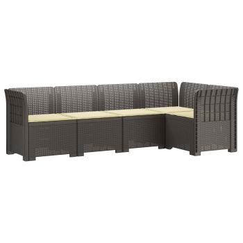 5-Sitzer Gartensofa mit Kissen Rattan-Look PP Hellgrau